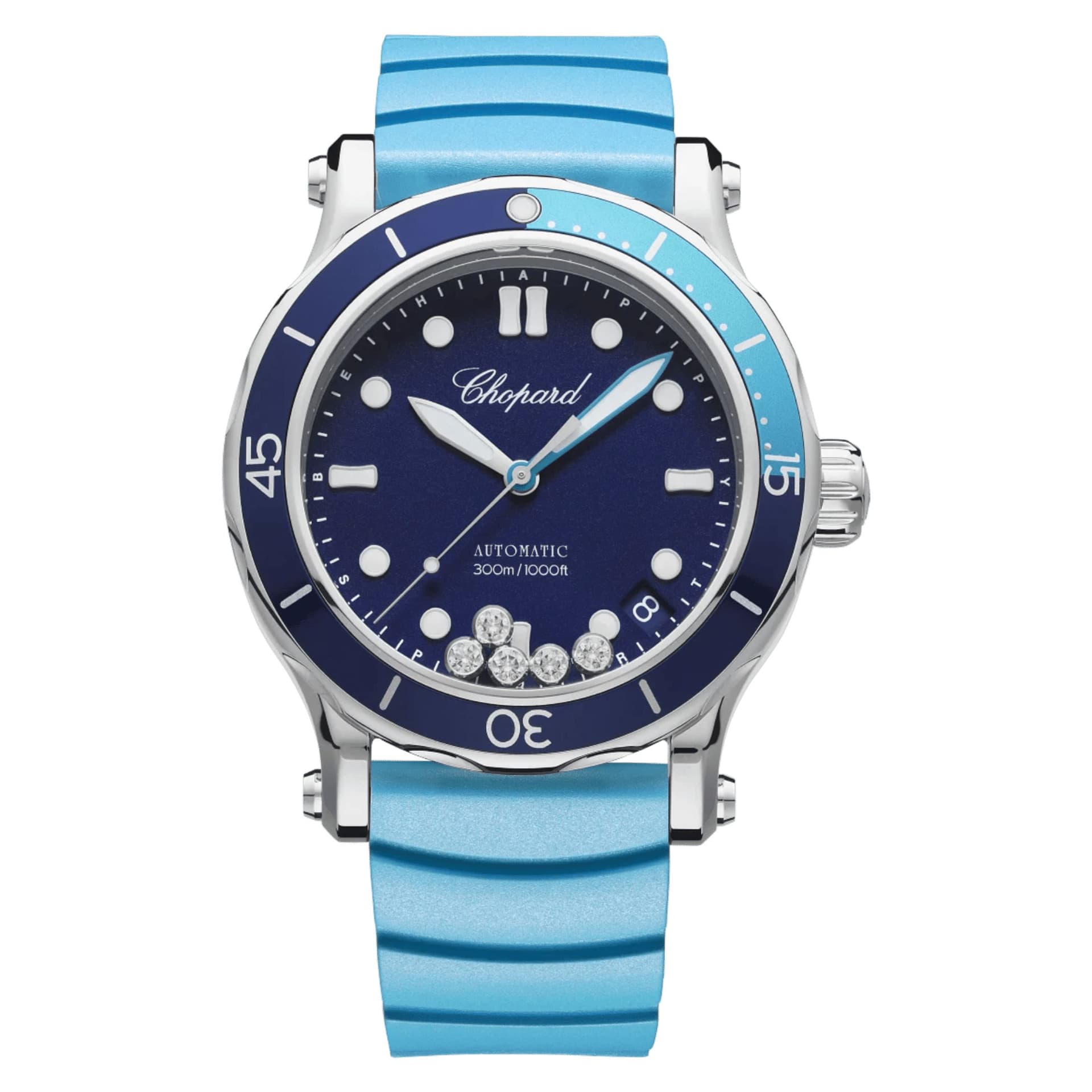Chopard Montre Chopard Happy Ocean automatique cadran bleu bracelet caoutchouc 40 mm