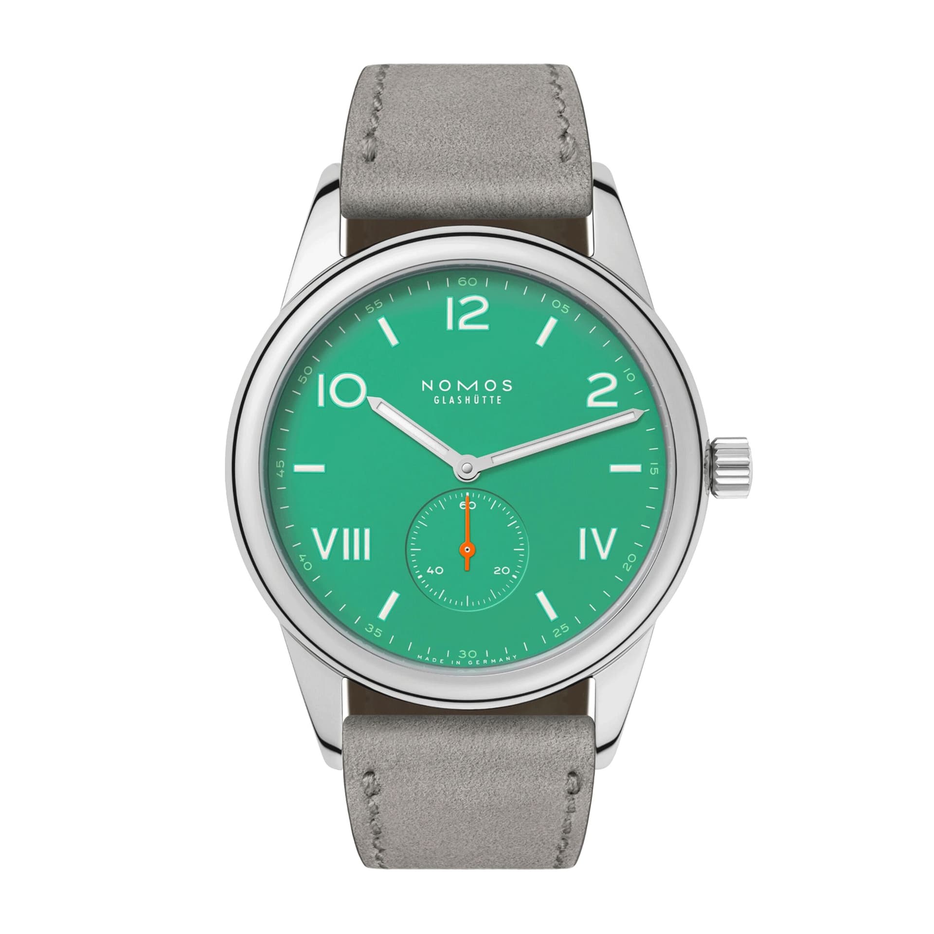 Nomos Montre Nomos Club Campus Electric Green mécanique cadran vert bracelet cuir gris 38,5 mm