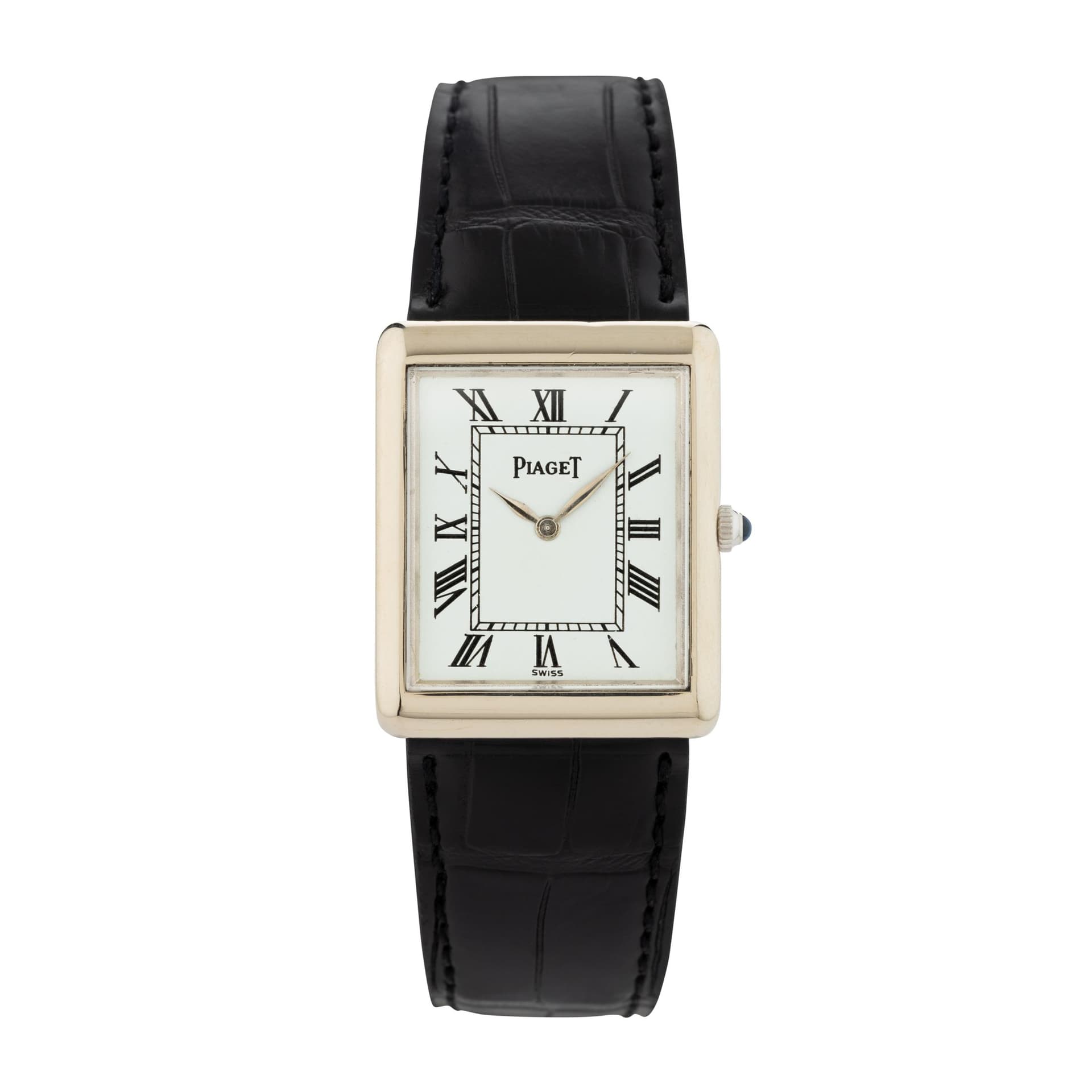 Piaget Montre Piaget 9150 en Or Blanc et cadran laqué mécanique 23 x 28 mm circa 1970