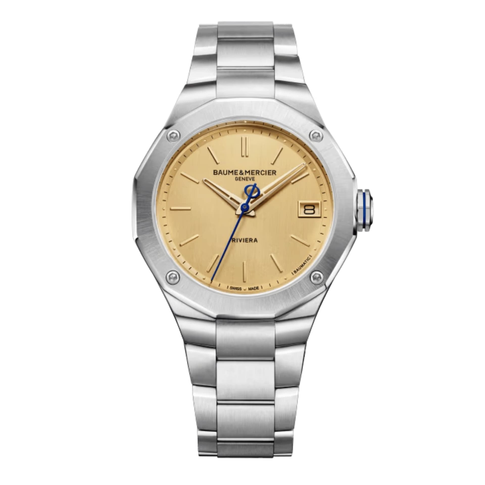Baume & Mercier Montre Baume et Mercier Riviera automatique cadran doré bracelet acier 39 mm