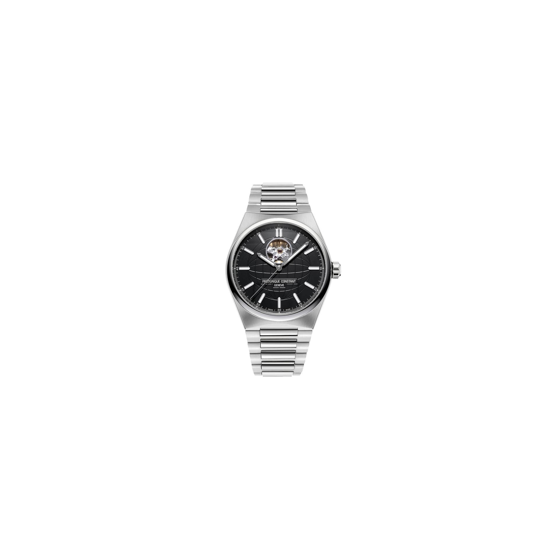 Frédérique Constant Montre Frédérique Constant Highlife automatique cœur battant cadran noir bracelet acier 41 mm
