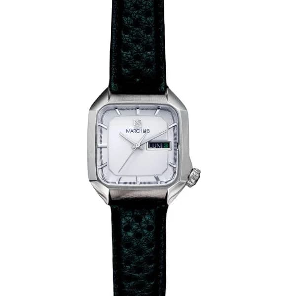 March LA.B Montre March LA.B AM2 Slim Electrique White Buffle Perforé Noir