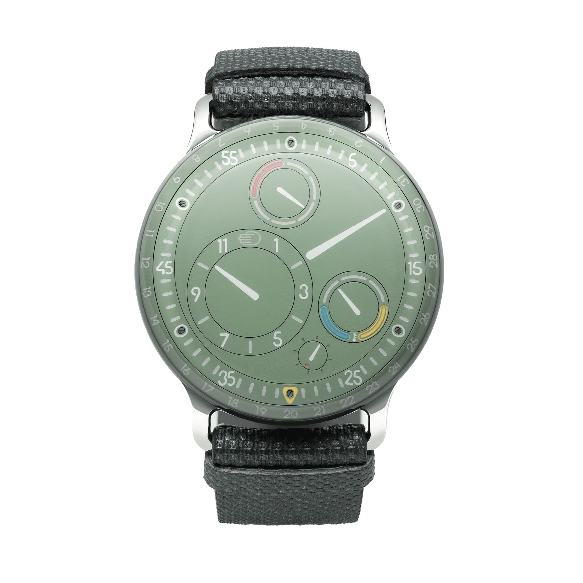 Ressence Montre Ressence Type 3 EE titane automatique cadran vert "Eucalyptus" bracelet cuir gris 44 mm