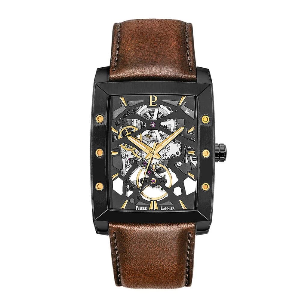 Pierre Lannier Montre Automatique Pierre Lannier Collection Hector en Cuir Marron