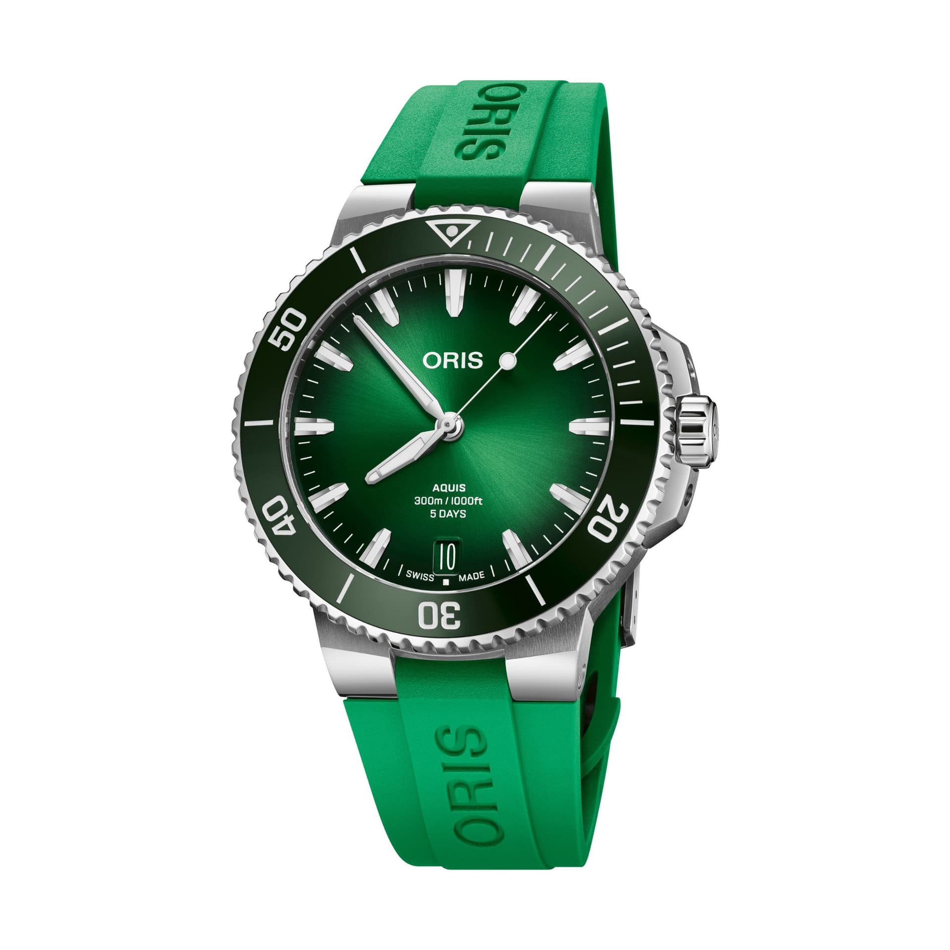 Oris Montre Oris Plongée Aquis Date Calibre 400 automatique cadran vert bracelet caoutchouc vert 43,5 mm
