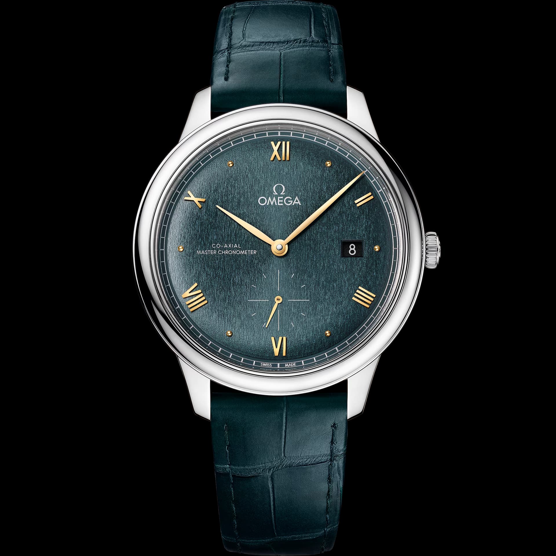 Omega De Ville 41 mm, acier sur bracelet en cuir