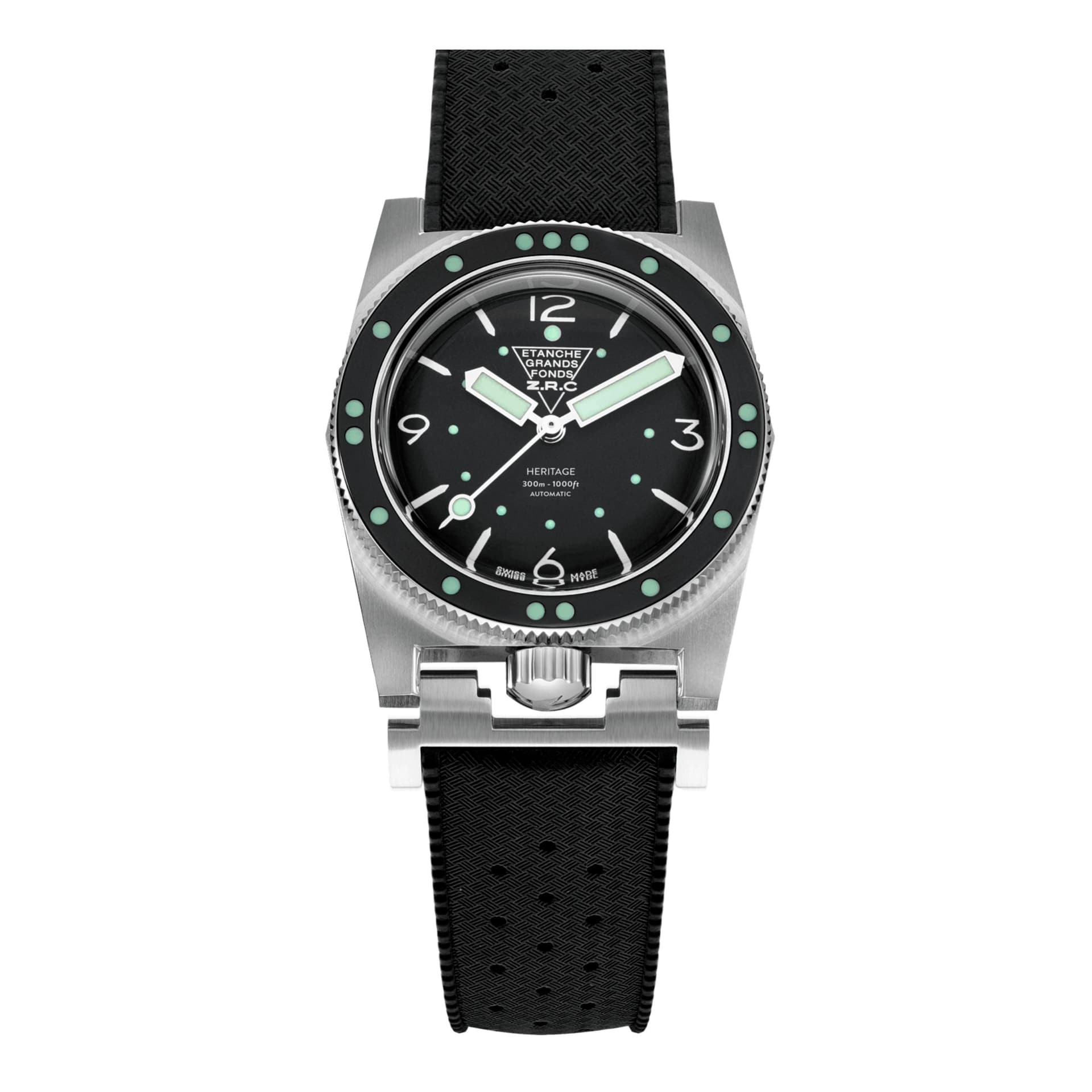 ZRC Montre ZRC GF Heritage S2 Rubber automatique cadran noir bracelet caoutchouc 39 mm