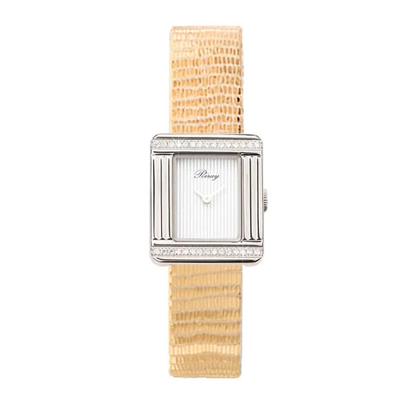 Poiray Montre Poiray Ma Première Mini Acier Serti Diamants Bracelet Chèvre Doré