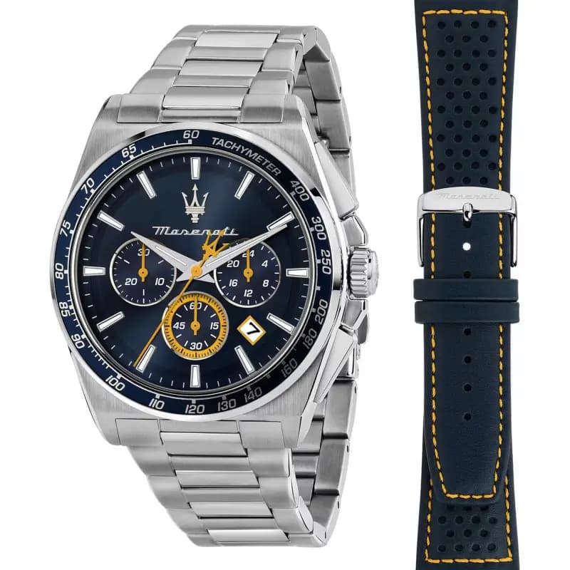 Maserati Montre Homme Maserati Genuine leather Stainless steel Bleu Acier inoxydable R8873652001