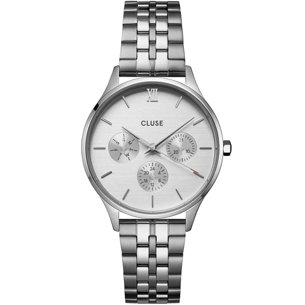 Cluse Minuit Multifunction Watch Steel, Full Silver Colour
