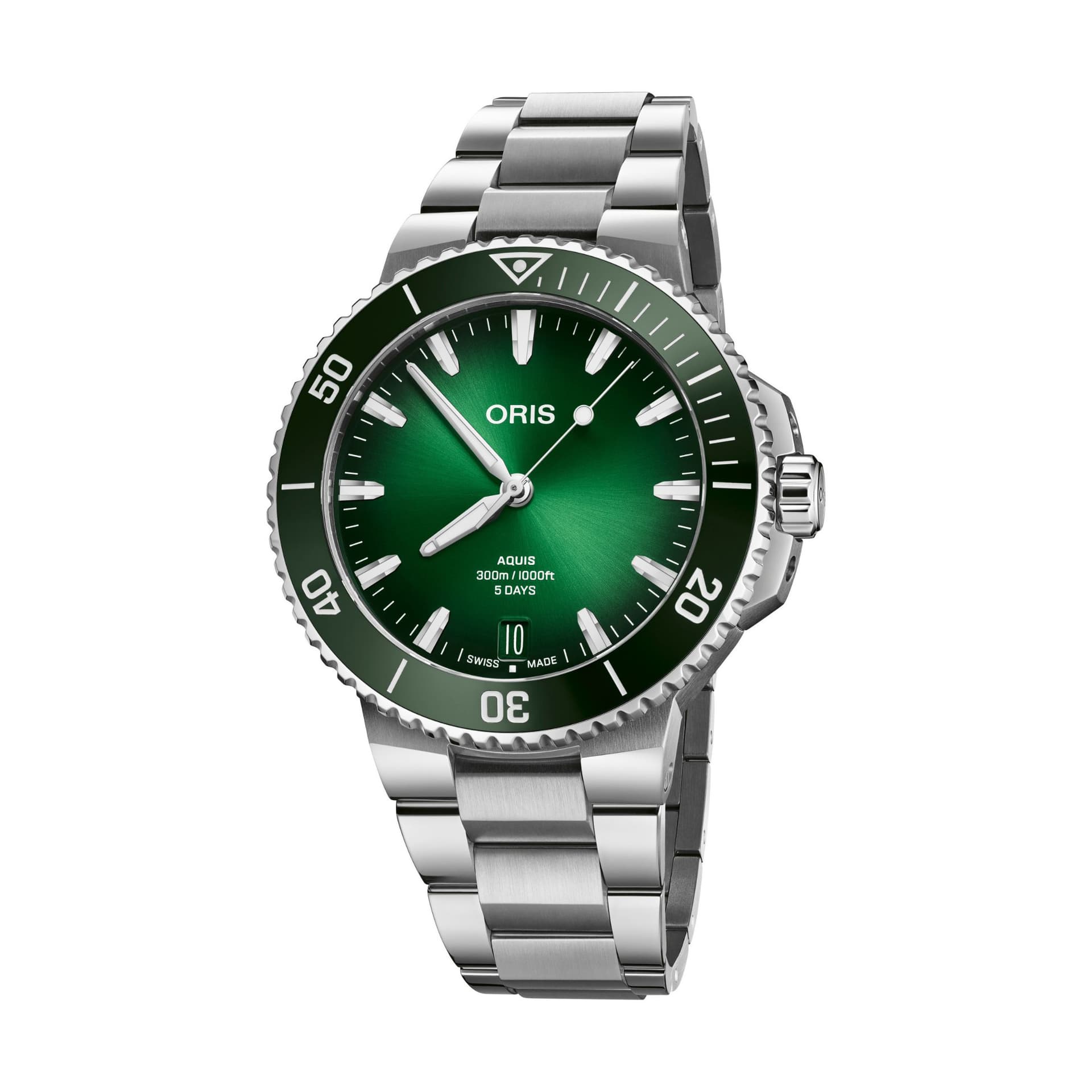Oris Montre Oris Plongée Aquis Date Calibre 400 automatique cadran vert bracelet acier 43,5 mm