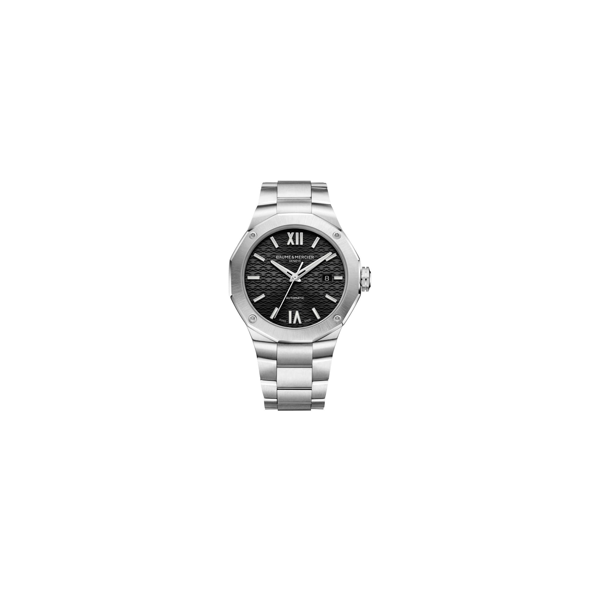 Baume & Mercier Montre Baume et Mercier Riviera automatique cadran noir bracelet acier 42 mm