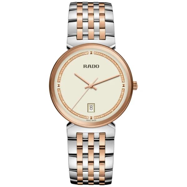 Rado Montre Rado Florence Quartz Cadran Beige Bracelet Acier et PVD 38.0 mm