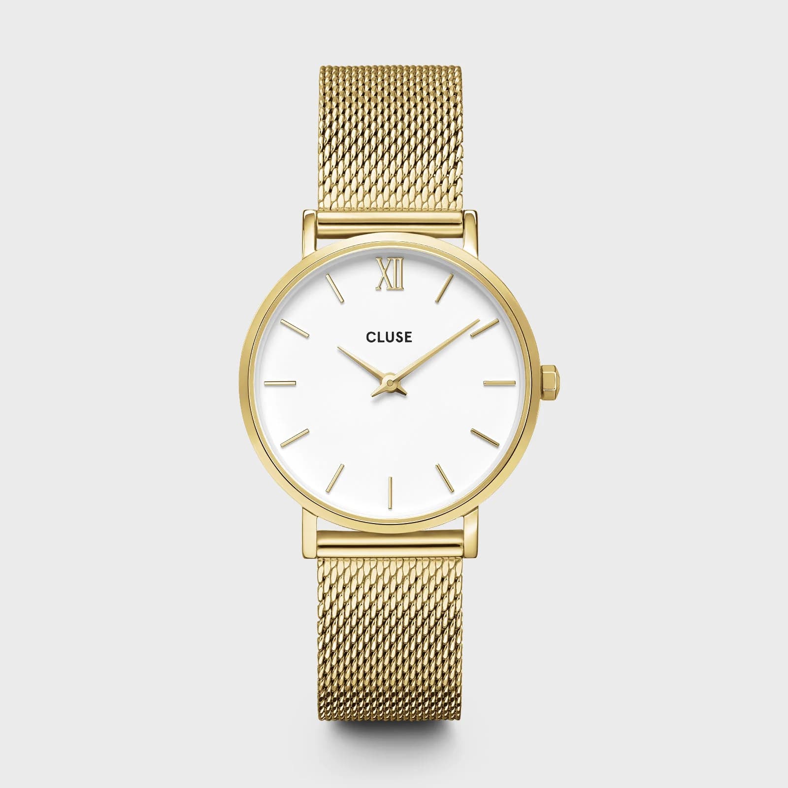 Cluse Minuit Watch Mesh, White, Gold Colour