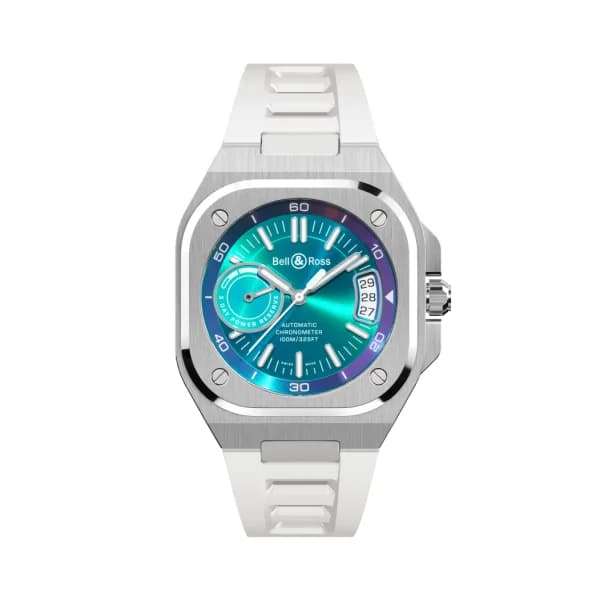 Bell & Ross Montre BELL &amp; ROSS BR-X5 Iridescent Bracelet Caoutchouc Blanc