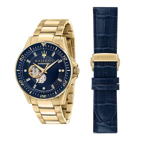 Maserati Coffret MASERATI SFIDA DIAMONDS Montre Homme en Acier Jaune et Bracelet Interchangeable