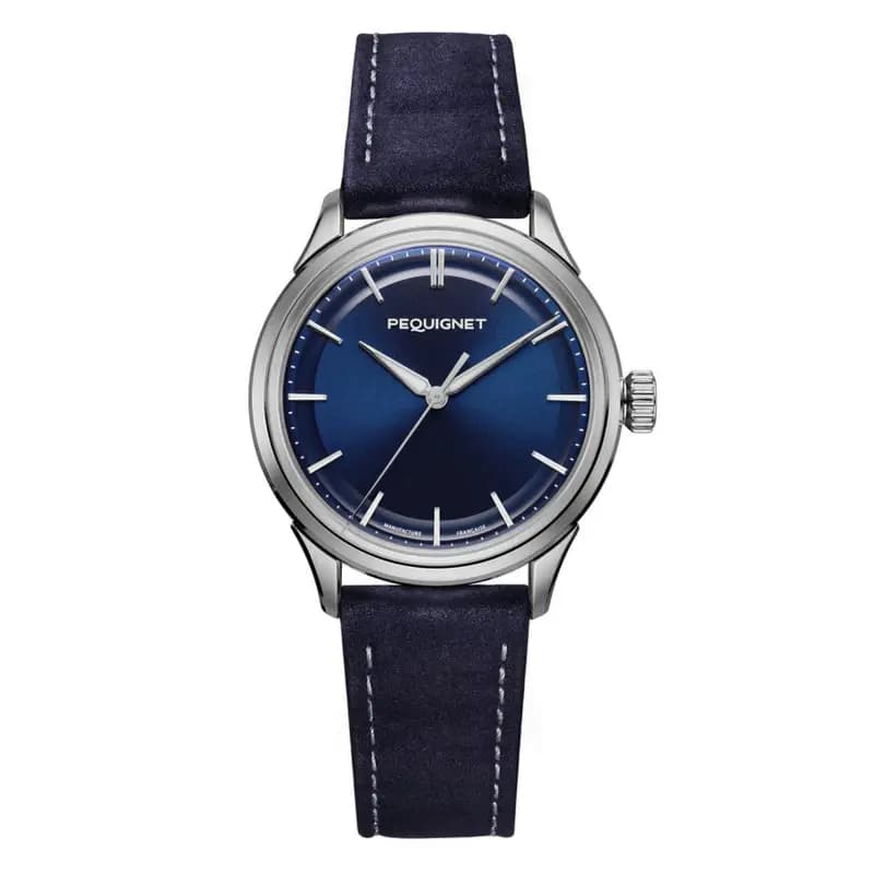 Pequignet Montre Royale Paris 36mm Cuir bleu 9106373