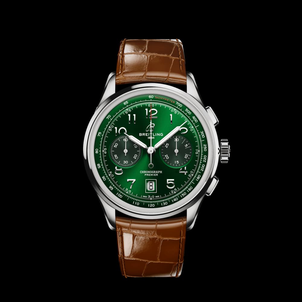 Breitling Montre Breitling Premier B01 Chronographe 42 Cadran Vert Bracelet Cuir