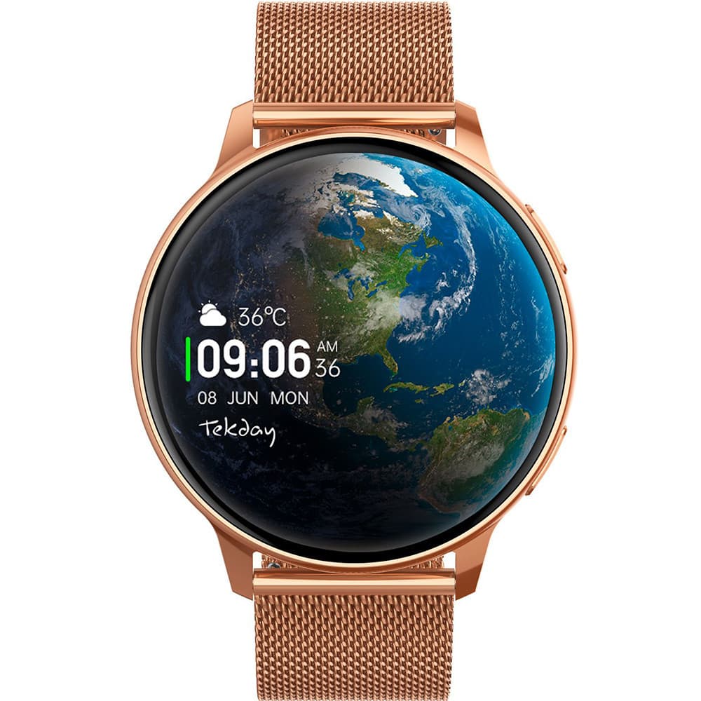 Tekday Montre Connectée Tekday en Acier et PVD Doré Rose