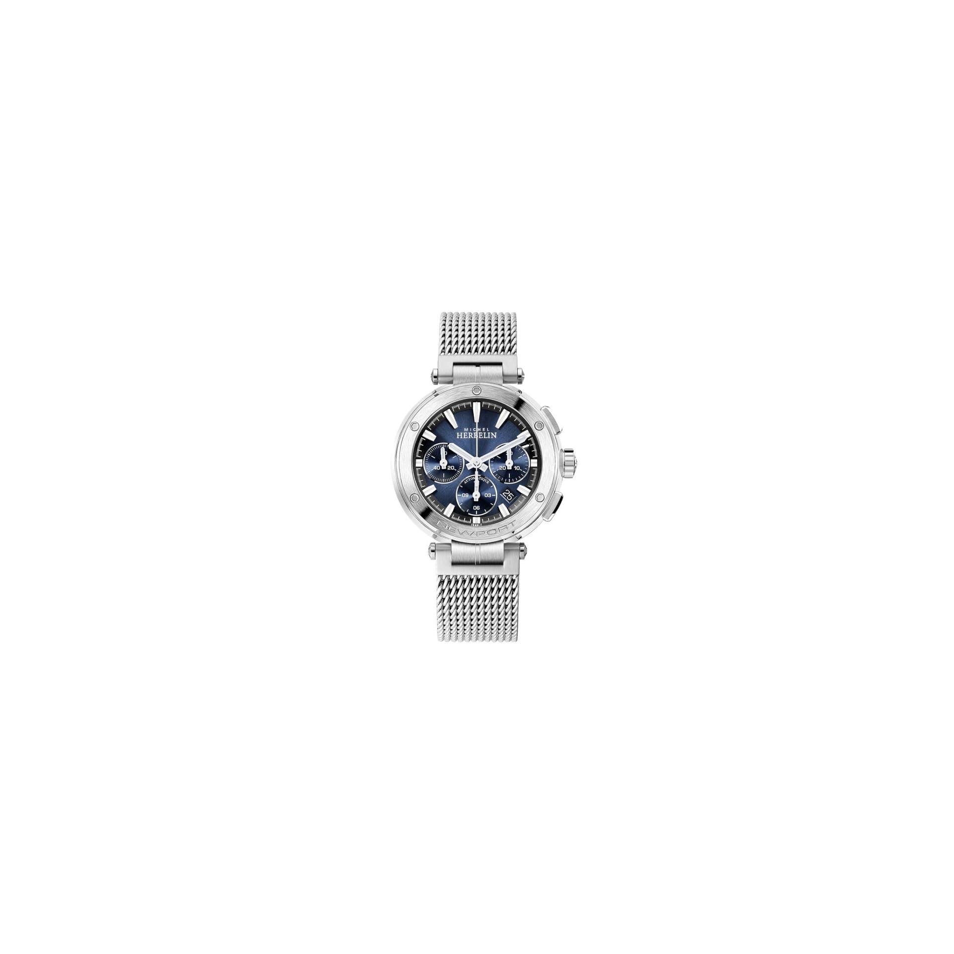 Michel Herbelin Montre Michel Herbelin Newport Chronographe automatique cadran bleu bracelet maille milanaise 43,5 mm