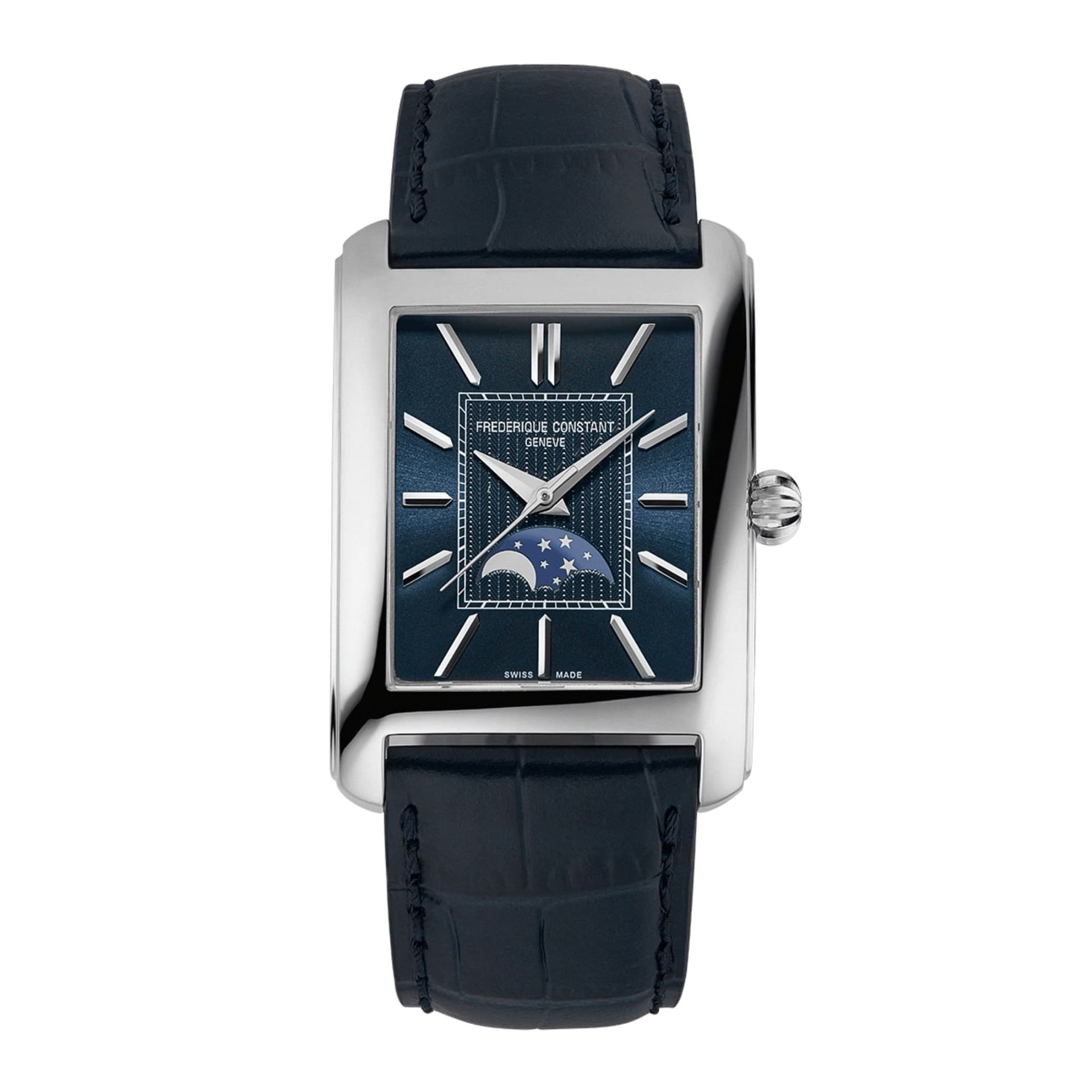 Frédérique Constant Montre Frédérique Constant Classics Carree Moonphase Automatic cadran bleu bracelet cuir 42,30 x 30 mm