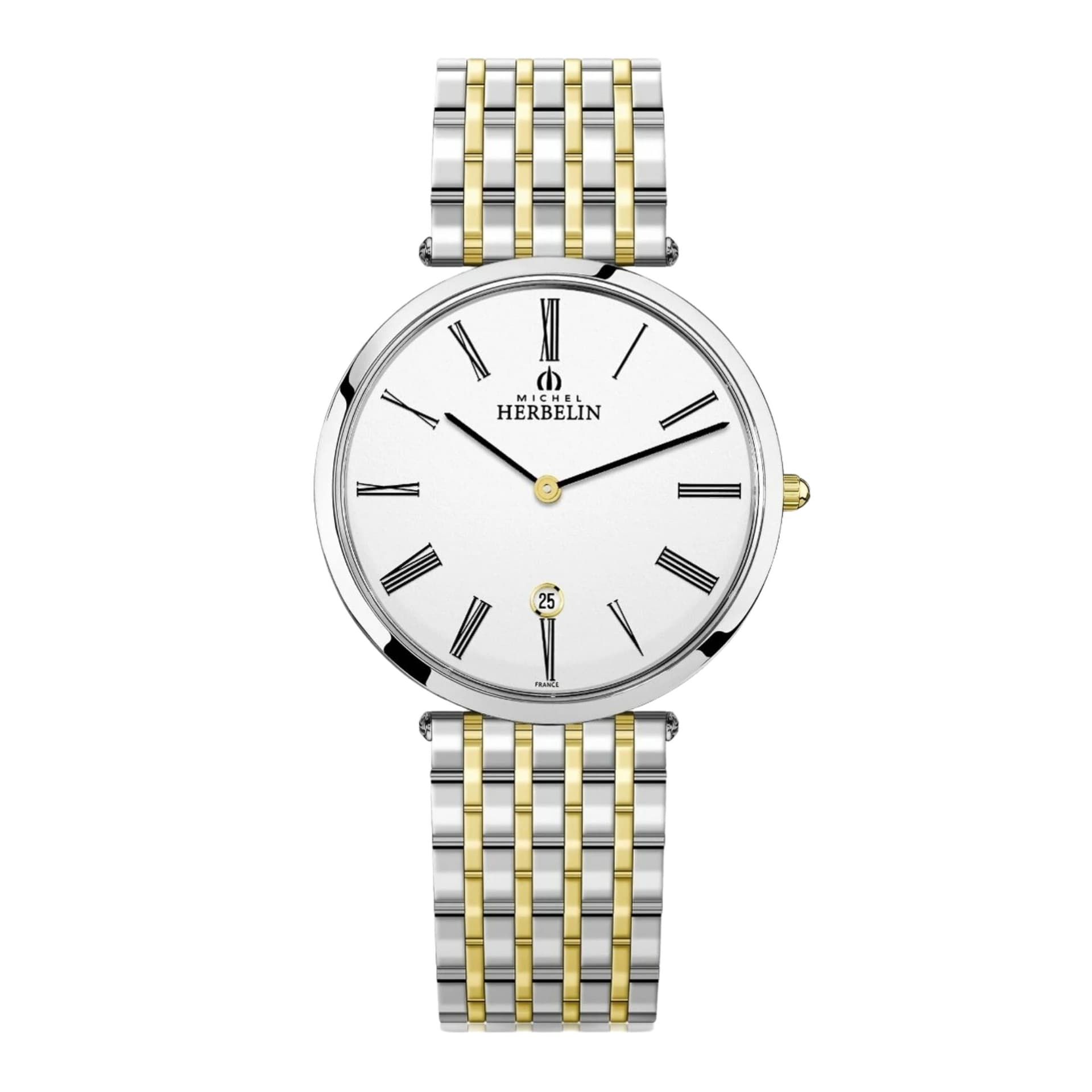 Michel Herbelin Montre Michel Herbelin Epsilon quartz cadran blanc bracelet acier bicolore 38 mm