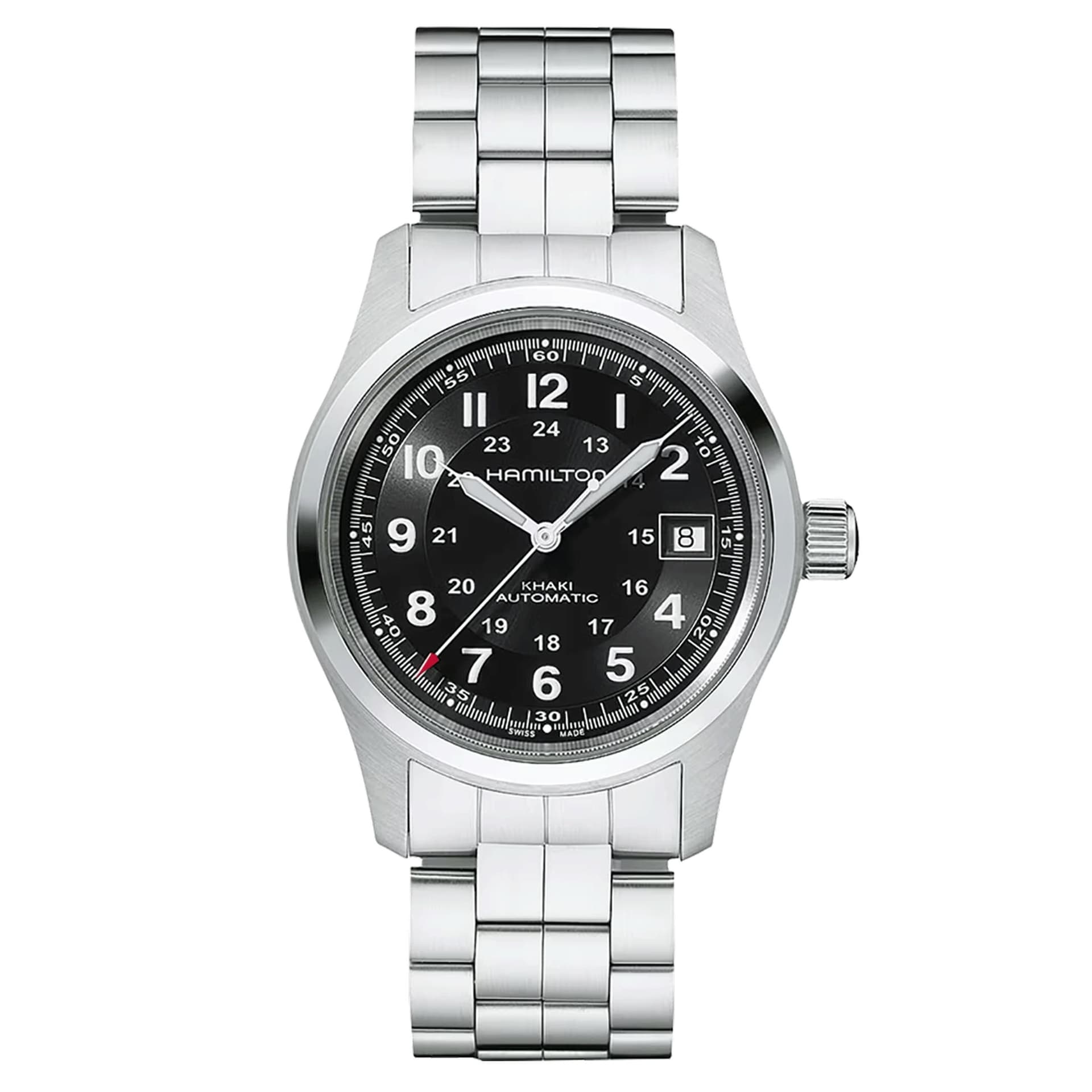 Hamilton Montre Hamilton Khaki Field automatique cadran noir bracelet acier 38 mm