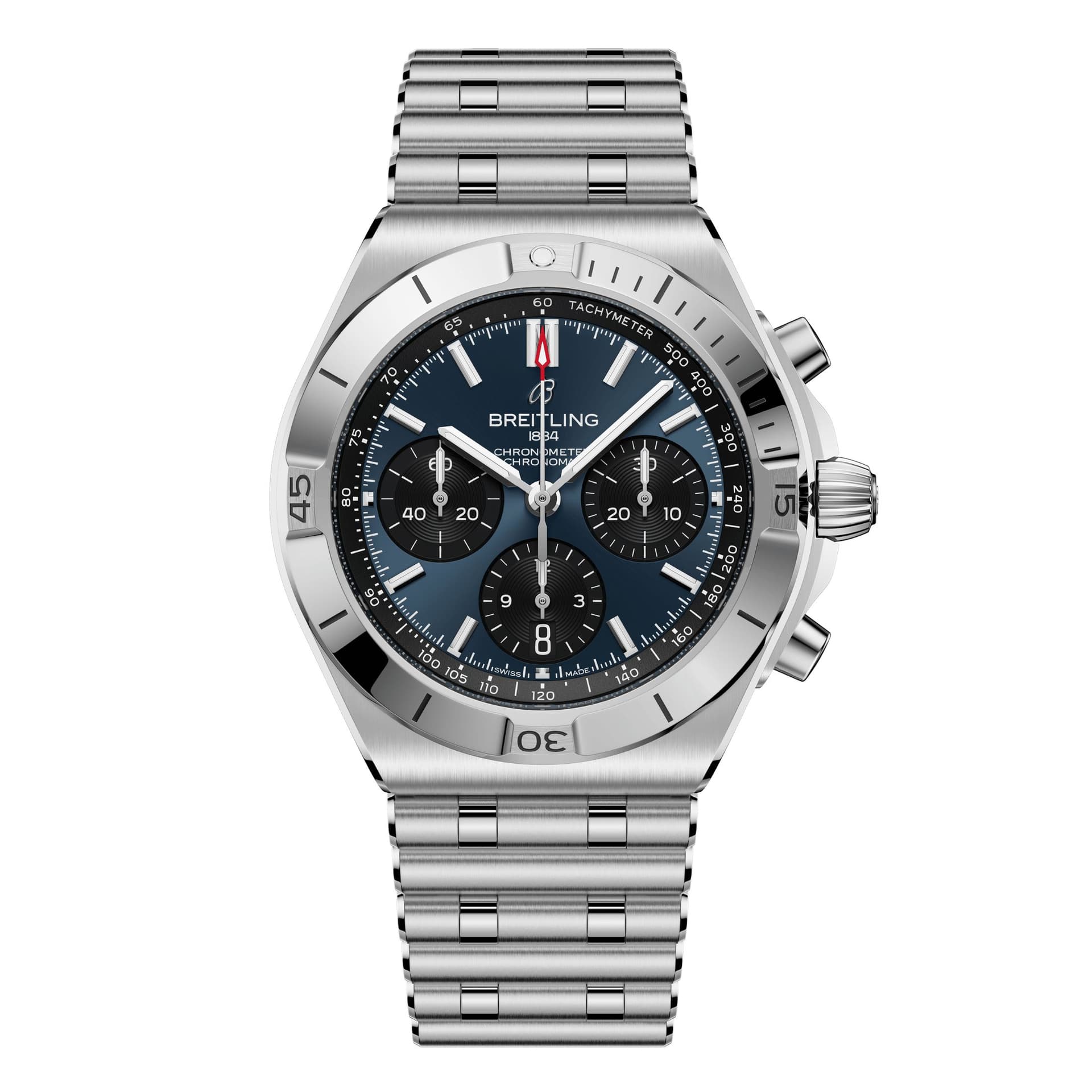 Breitling Montre Breitling Chronomat B01 Chronograph automatique cadran bleu bracelet acier 42 mm