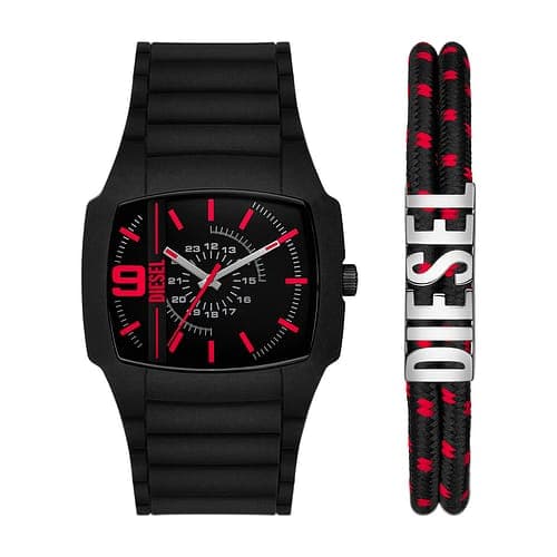 Diesel Coffret Homme DIESEL Montre en Silicone Noir Etanche et Bracelet