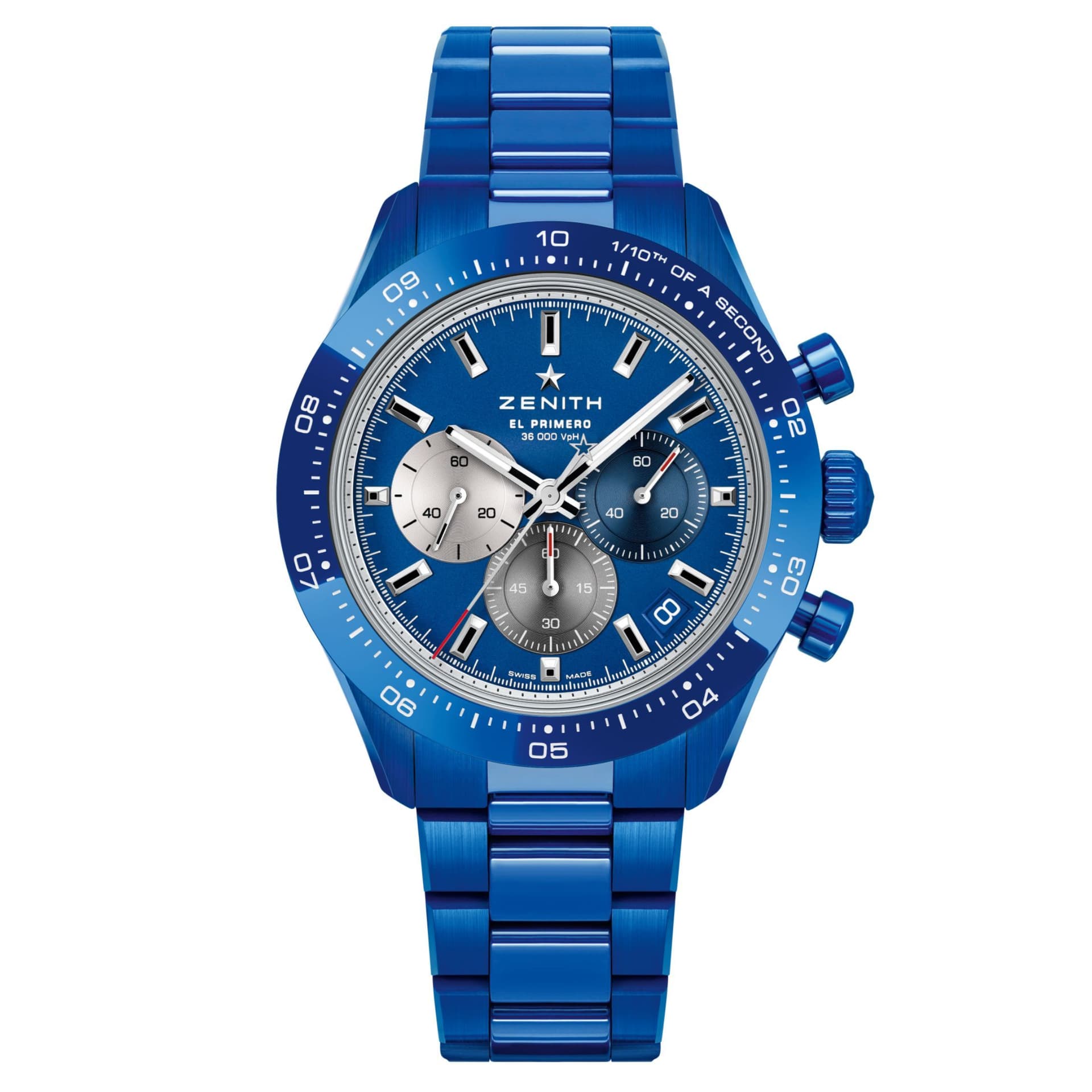 Zenith Montre Zenith Chronomaster Sport 160ème Anniversaire Céramique Bleue automatique cadran bleu bracelet acier 41 mm