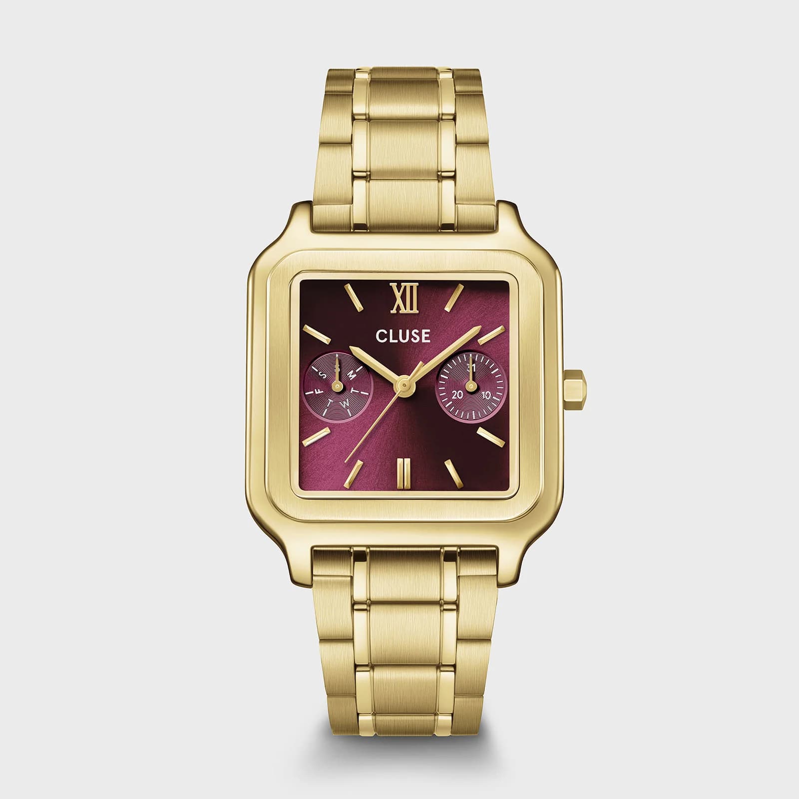 Cluse Gracieuse Multifunction Watch Steel, Dark Cherry, Gold Colour