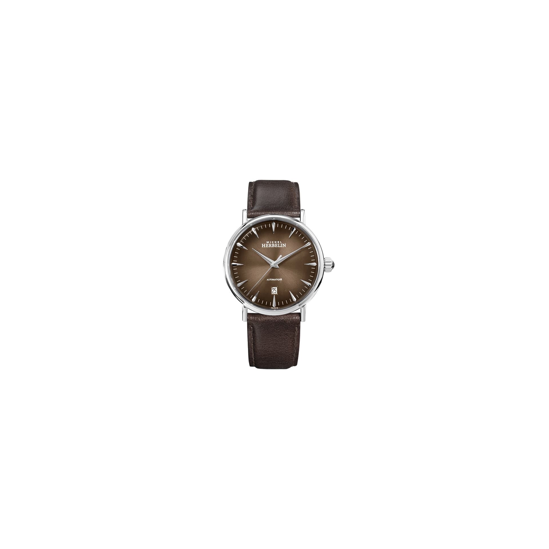 Michel Herbelin Montre Michel Herbelin Inspiration automatique cadran marron bracelet cuir marron 40 mm