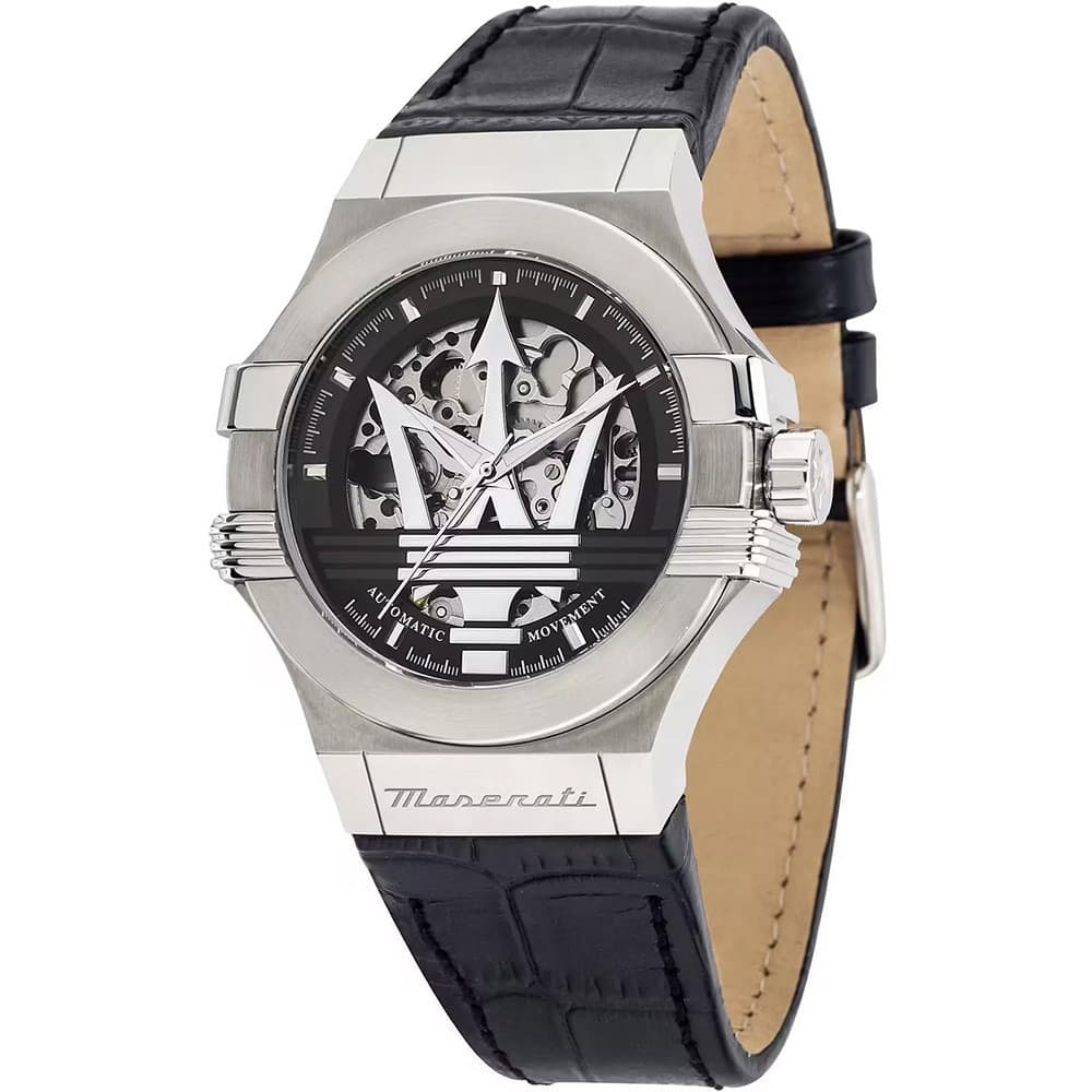 Maserati Montre Automatique Maserati Collection Potenza en Cuir Noir