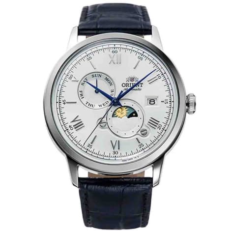 Orient Montre Orient Classic Sun & Moon Automatique Cadran Blanc Bracelet Cuir - RA-AK0802S