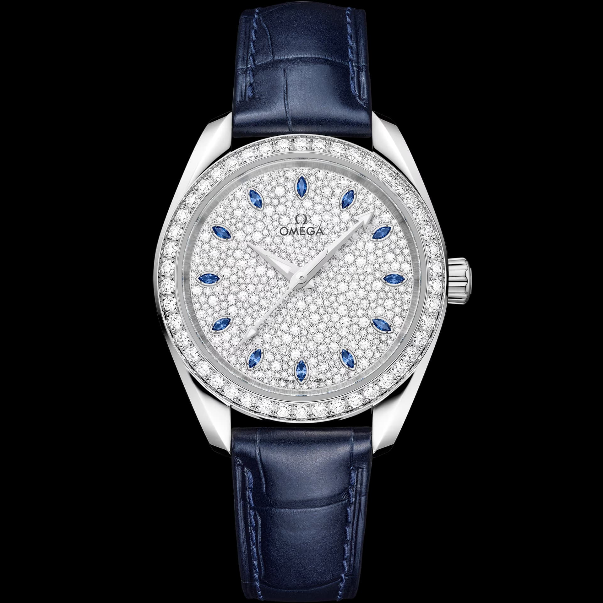 Omega Seamaster 34 mm, Canopus Gold™ sur alligator