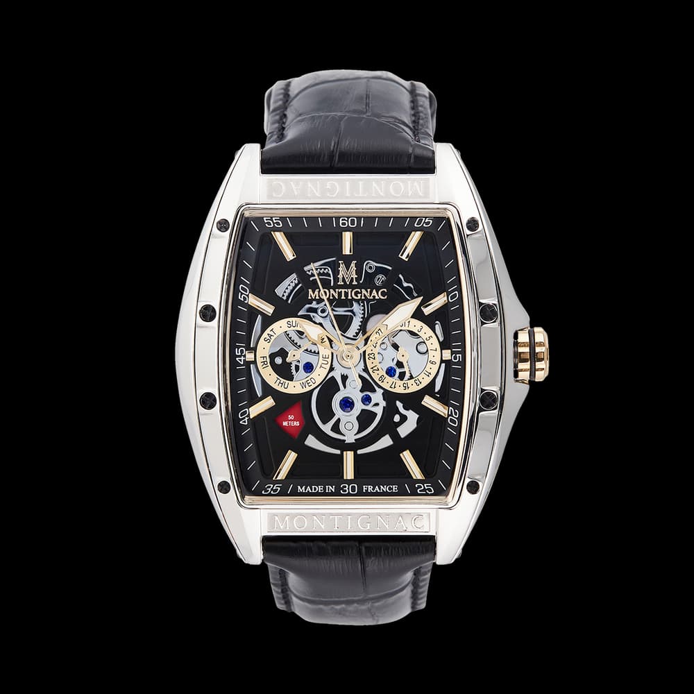 Montignac Montre quartz Homme Tonneau Noir