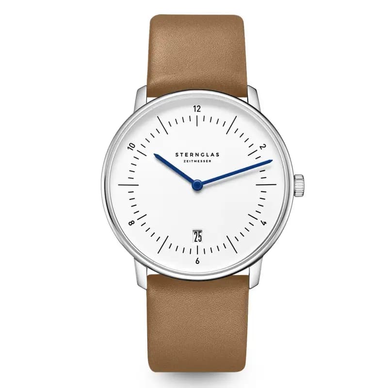 Sternglas Montre Naos White Silver Premium Brown S01-NA44-PR01