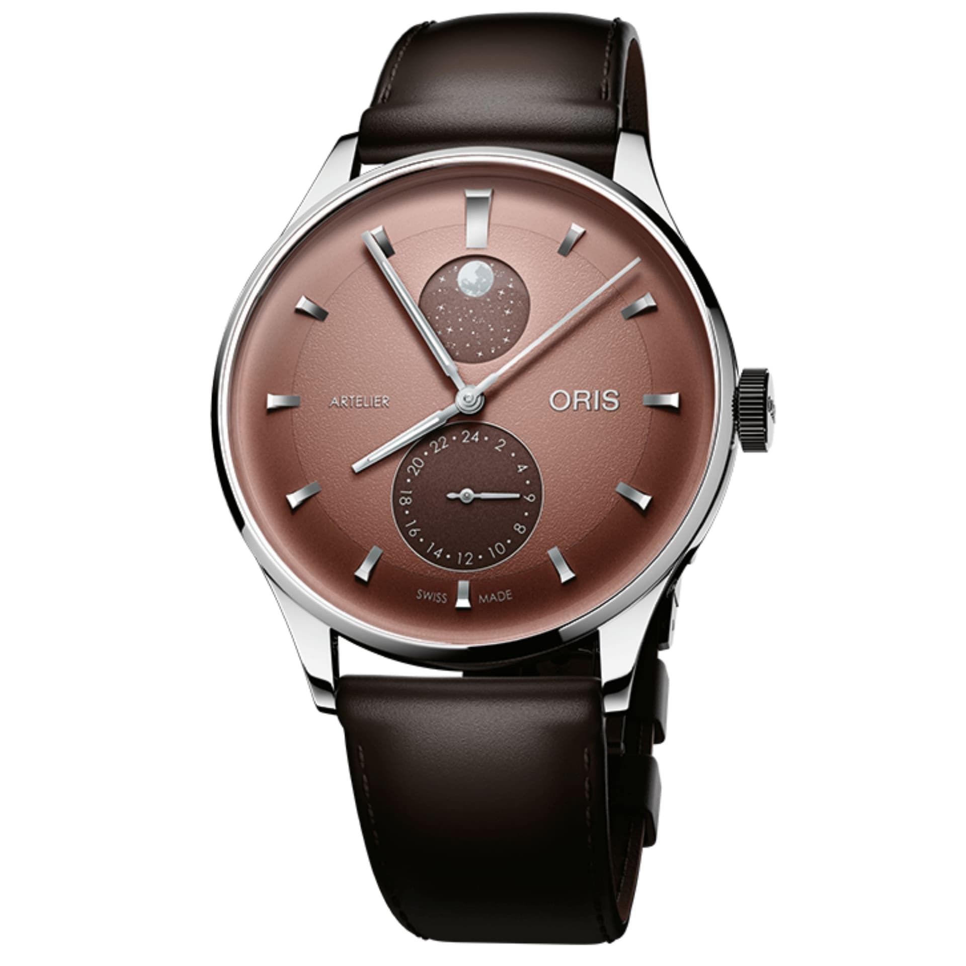 Oris Montre Oris Artelier Complication automatique cadran chestnut bracelet cuir 39,5 mm