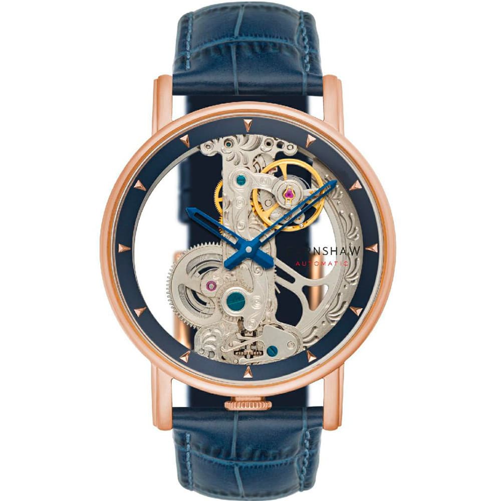 Thomas Earnshaw Montre Automatique Earnshaw Collection Fowler Bridge en Cuir Bleu