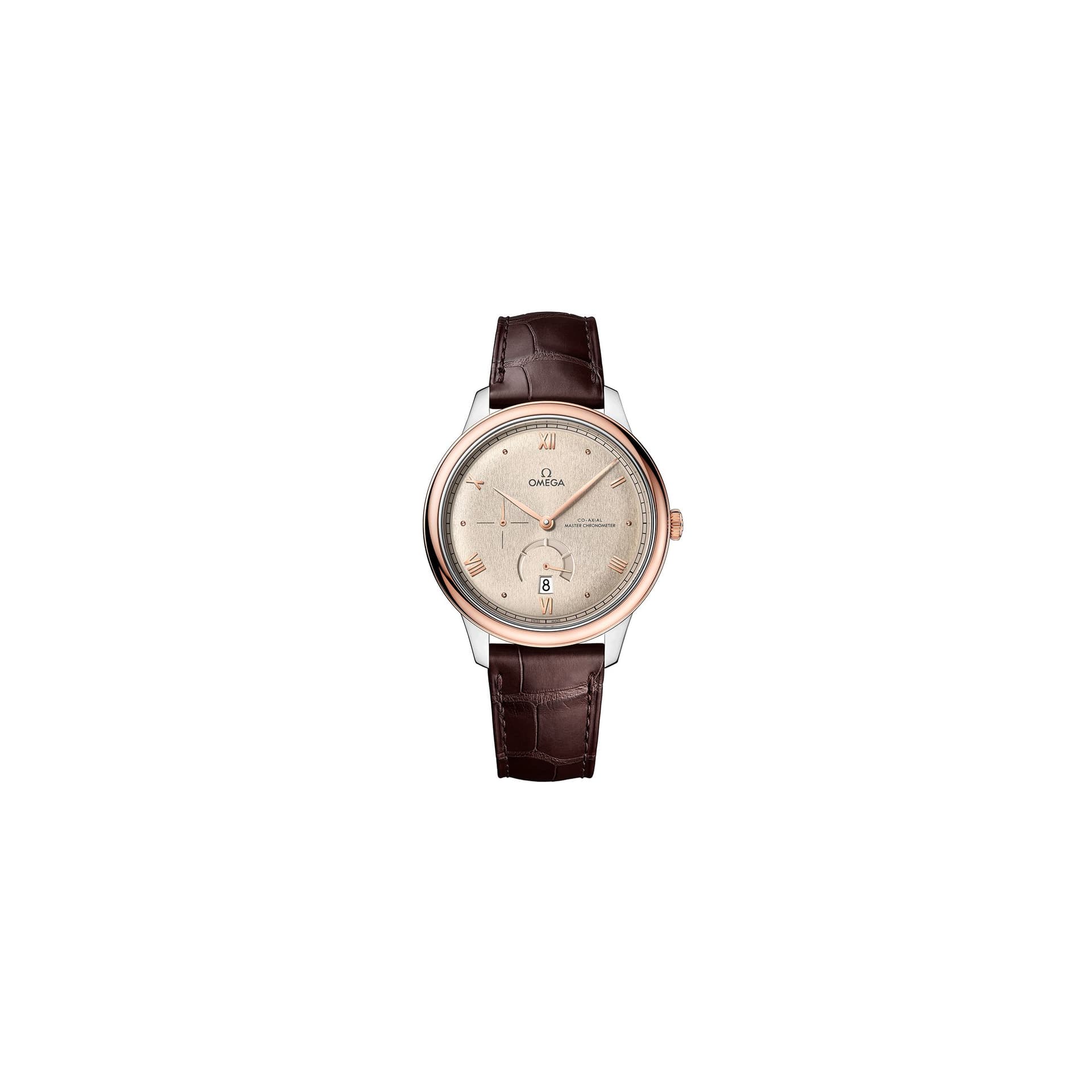 Omega Montre Omega de Ville Prestige Co-Axial Master Chronometer Réserve de Marche Or et Acier cadran lin bracelet cuir 41 mm