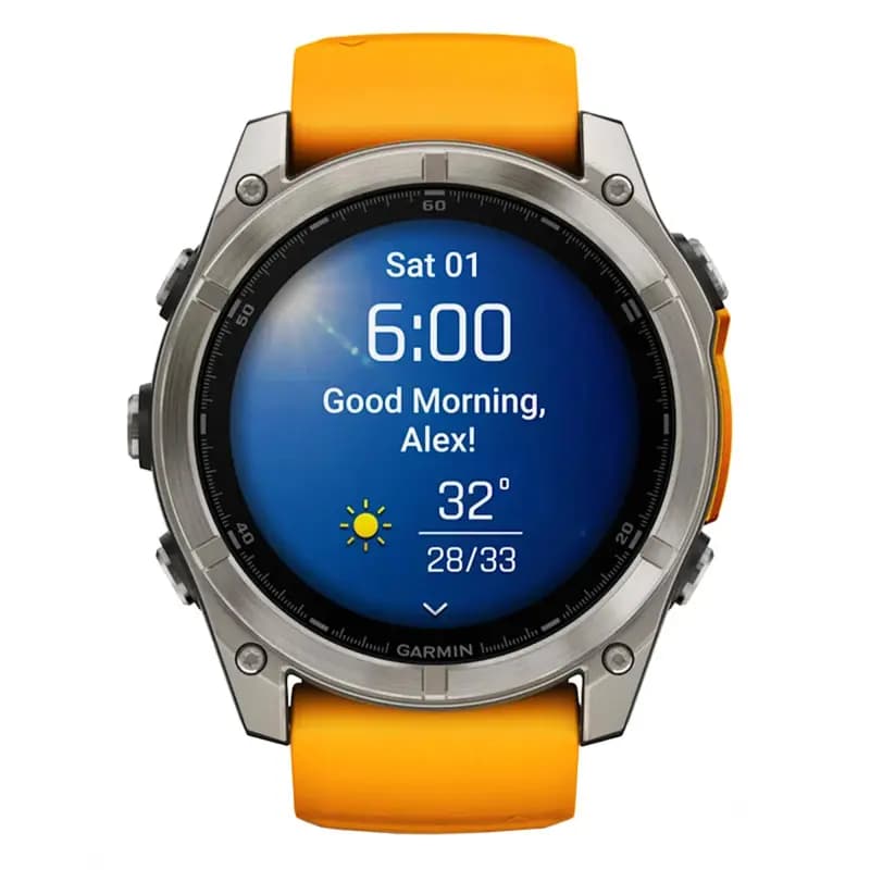 Garmin Montre Garmin Fenix 8 AMOLED Sapphire Titane Bracelet Orange 51mm