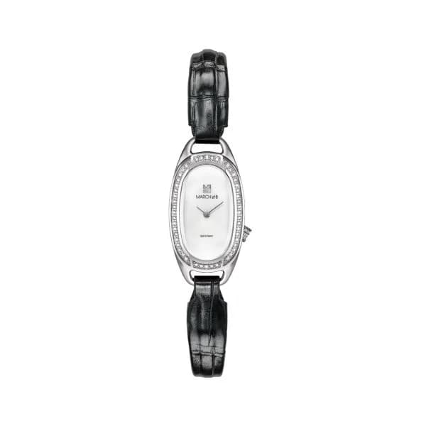 March LA.B Montre March LA.B Oblongue Electrique Diamants Acier Alligator Noir