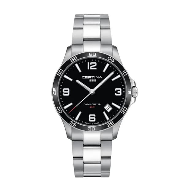 Certina Montre Certina DS-8 41.5mm Quartz Cadran Noir Bracelet Acier