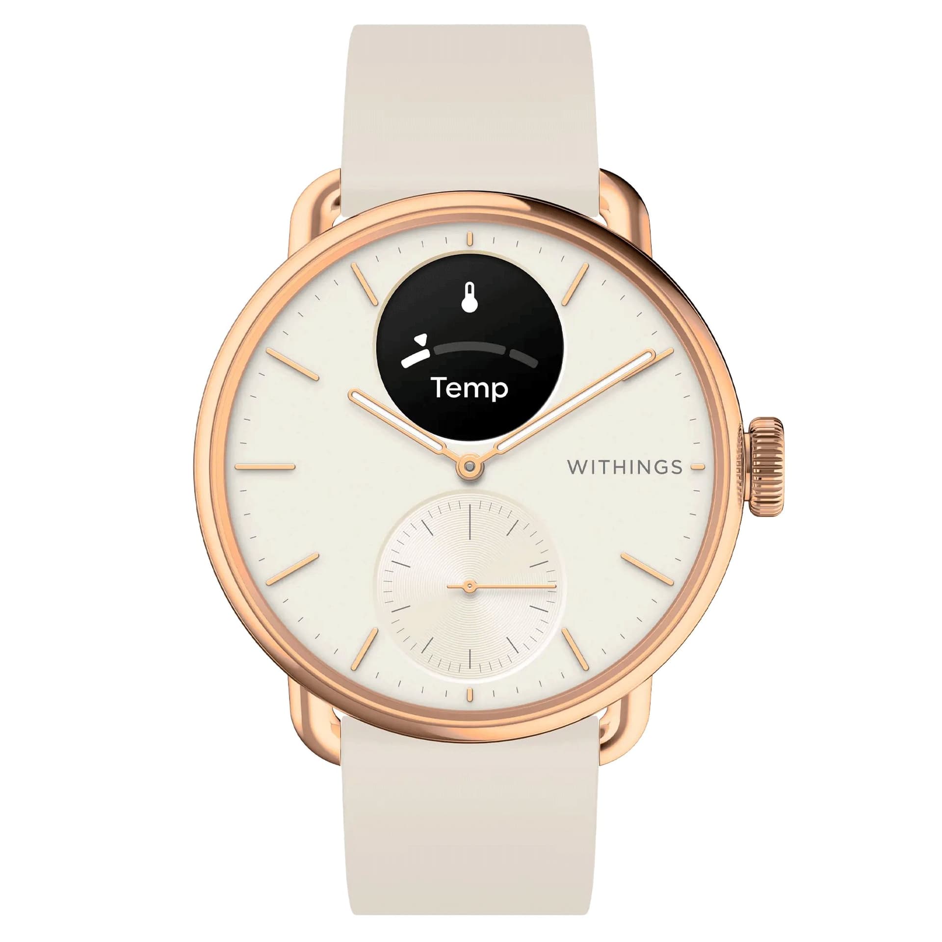 Withings Montre connectée Withings ScanWatch 2 Rose Gold cadran sable bracelet silicone sable 38 mm