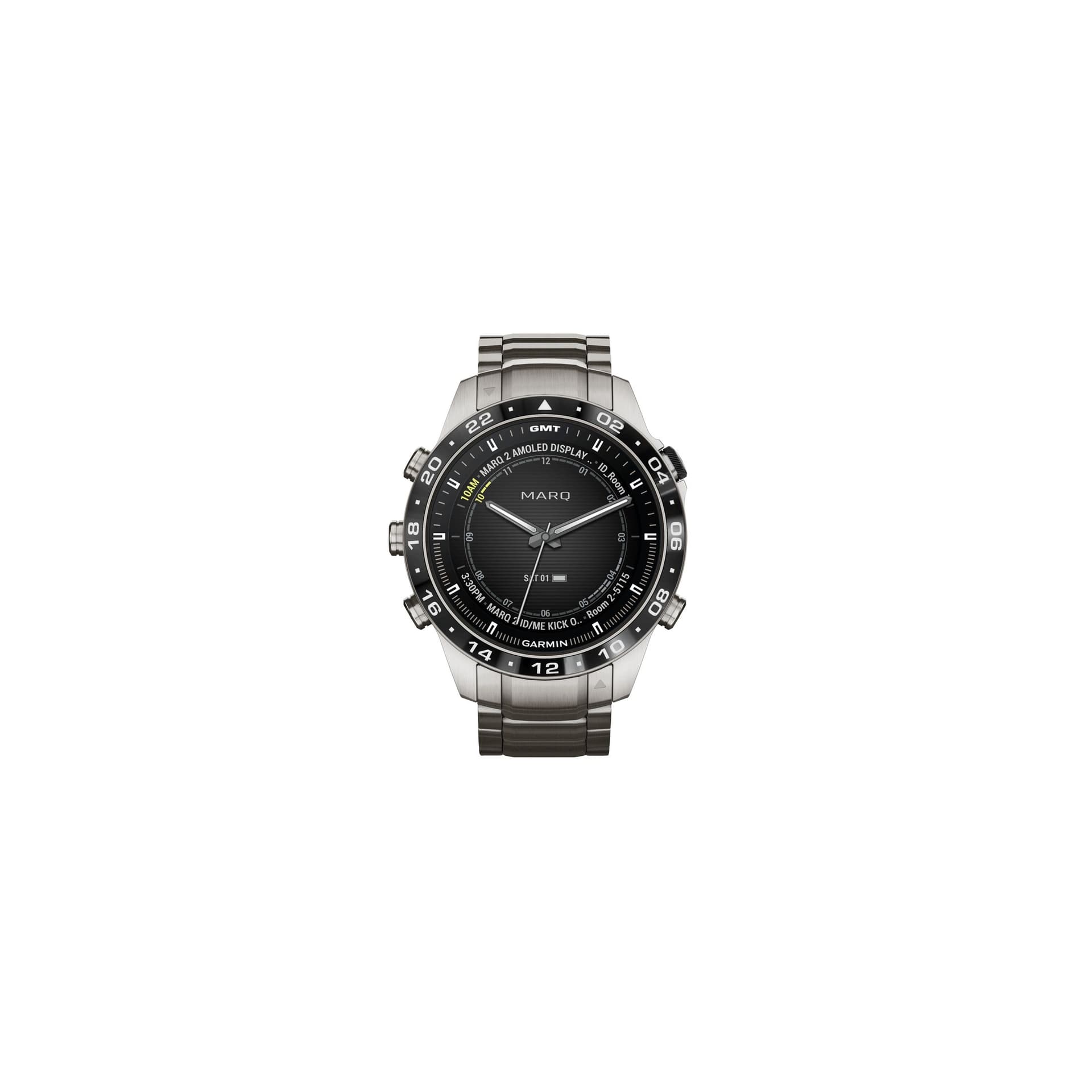 Garmin Montre Garmin Marq Gen 2 Aviator saphir titane et céramique bracelet titane et bracelet silicone noir 46 mm