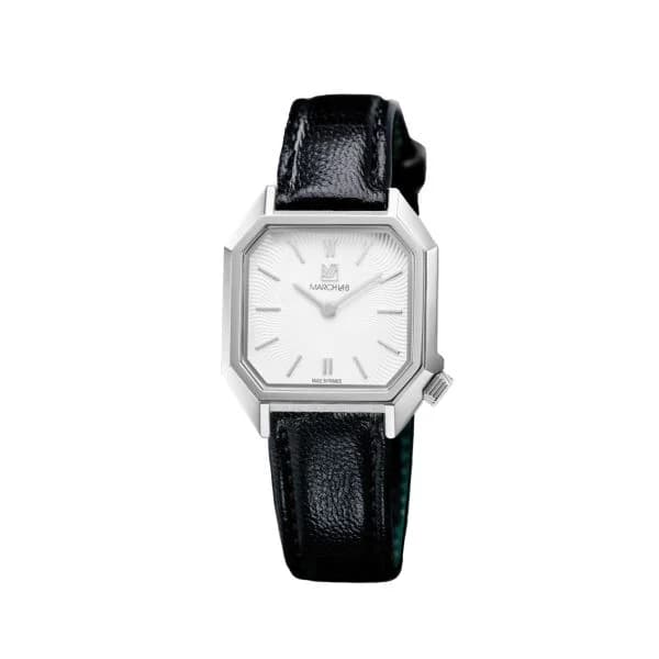 March LA.B Montre March LA.B Lady Mansart Electrique Spirale Blanc Chevreau Noir
