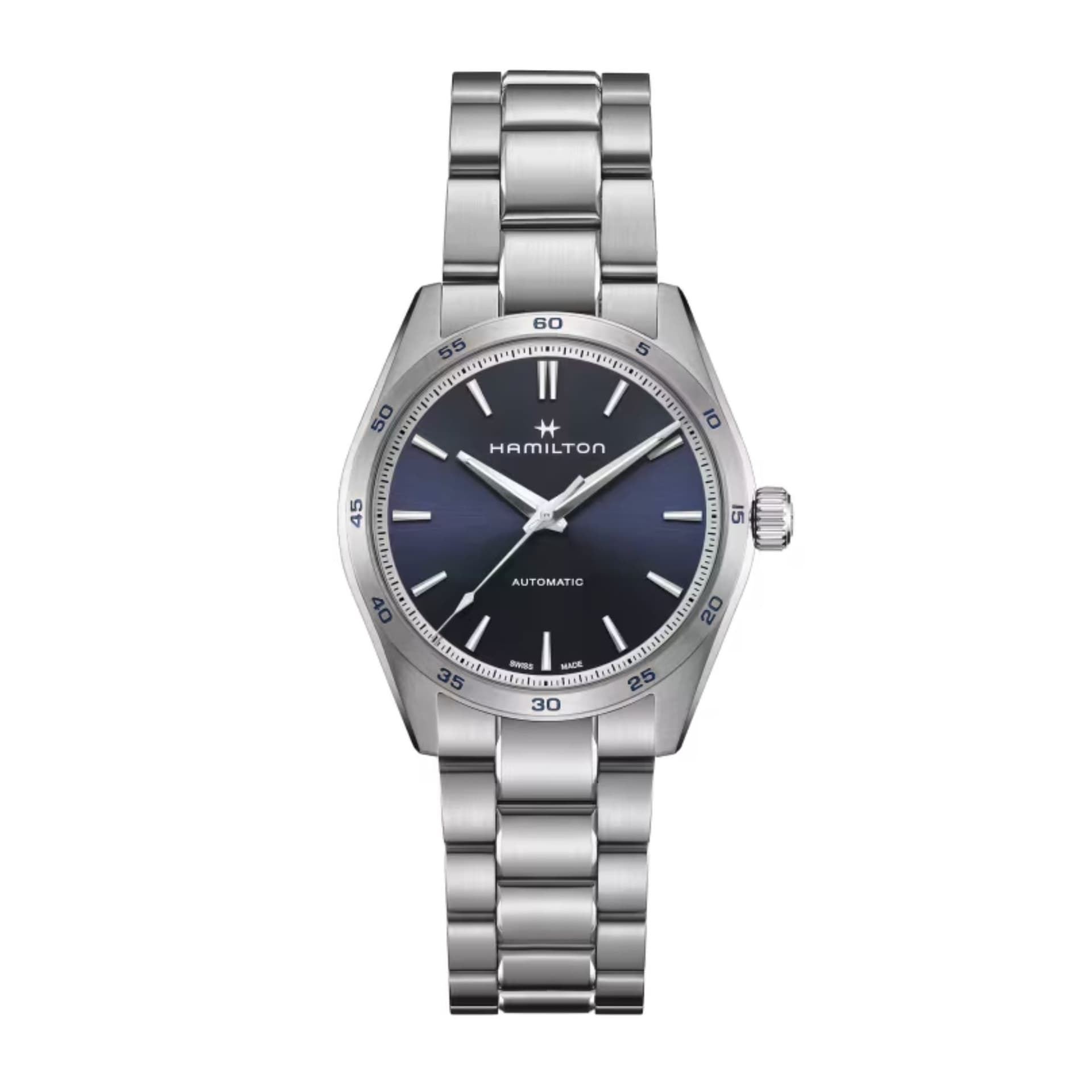 Hamilton Montre Hamilton Jazzmaster Performer automatique cadran bleu foncé bracelet acier 38 mm