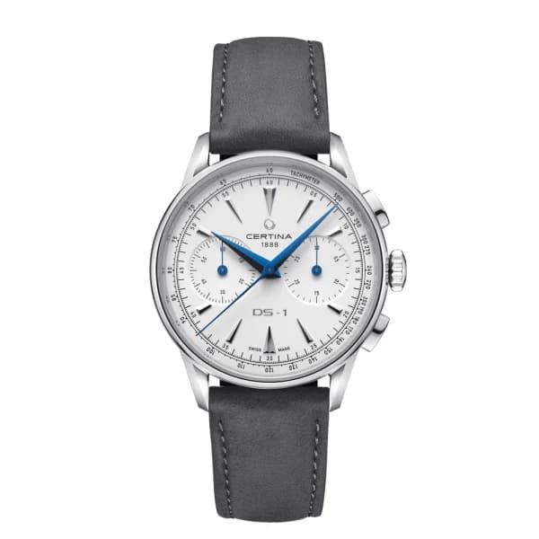 Certina Montre Certina DS-1 Chrono Auto Cadran Blanc Bracelet Cuir