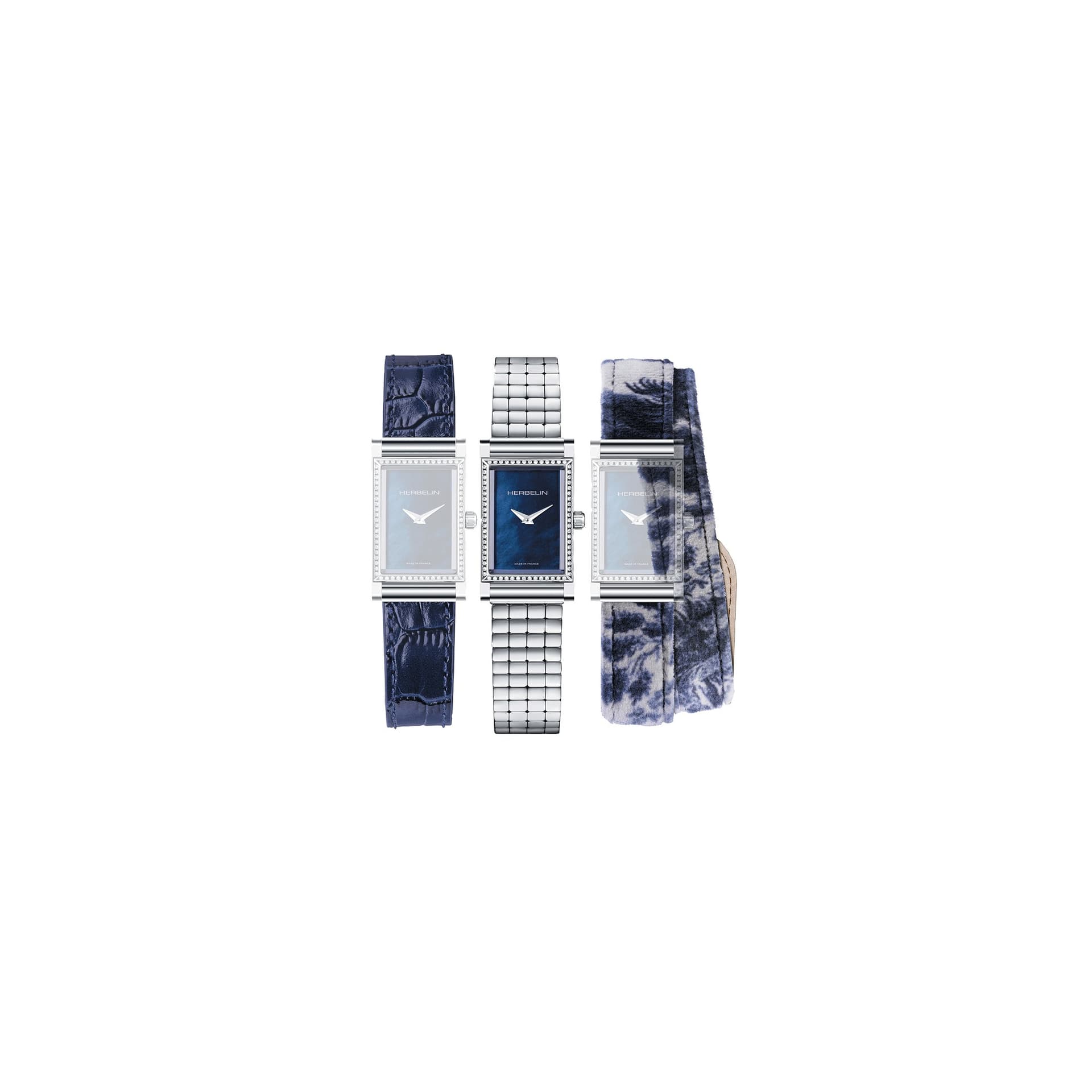 Michel Herbelin Montre Michel Herbelin Coffret Antarès quartz cadran bleu nacré bracelets acier et cuirs bleus