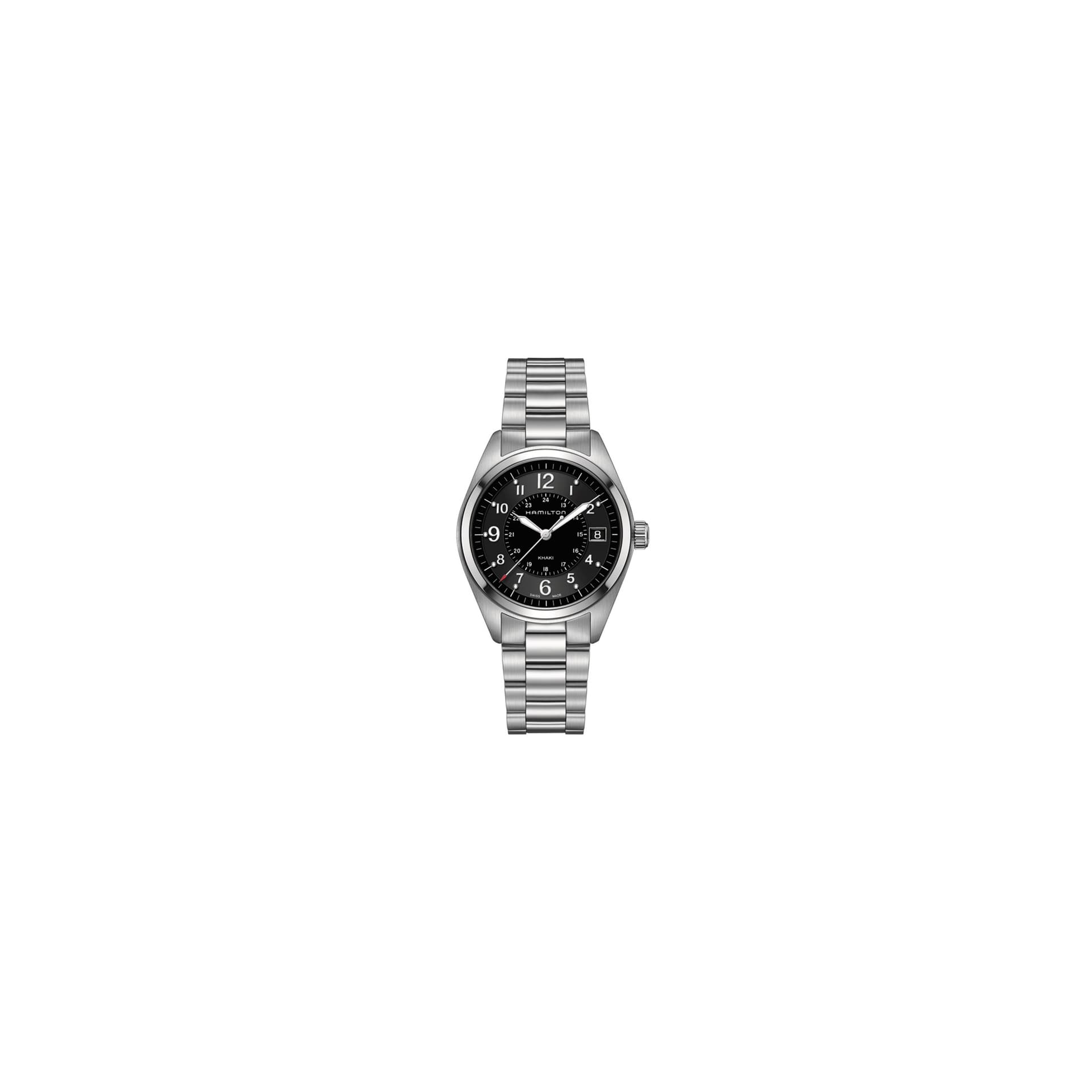 Hamilton Montre Hamilton Khaki Field cadran noir bracelet acier 40 mm